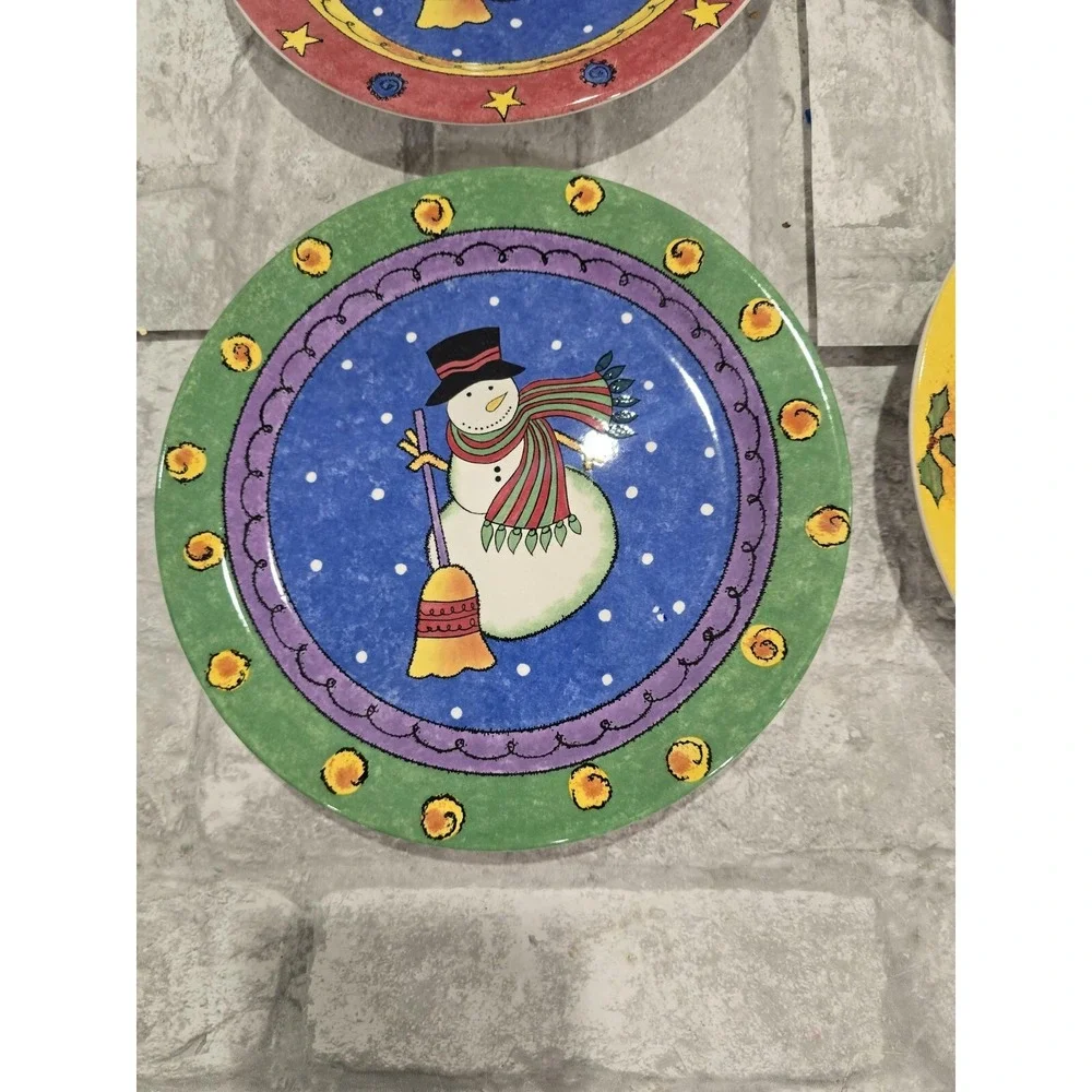 The Sweet Shop Set of 4 Snowman Dessert Salad Plates 8